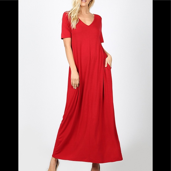 Restocked- V-Neck Maxi Dress - Picture 2 of 6